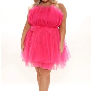 Exclusive Tulle Mini Dress( Hot Pink)